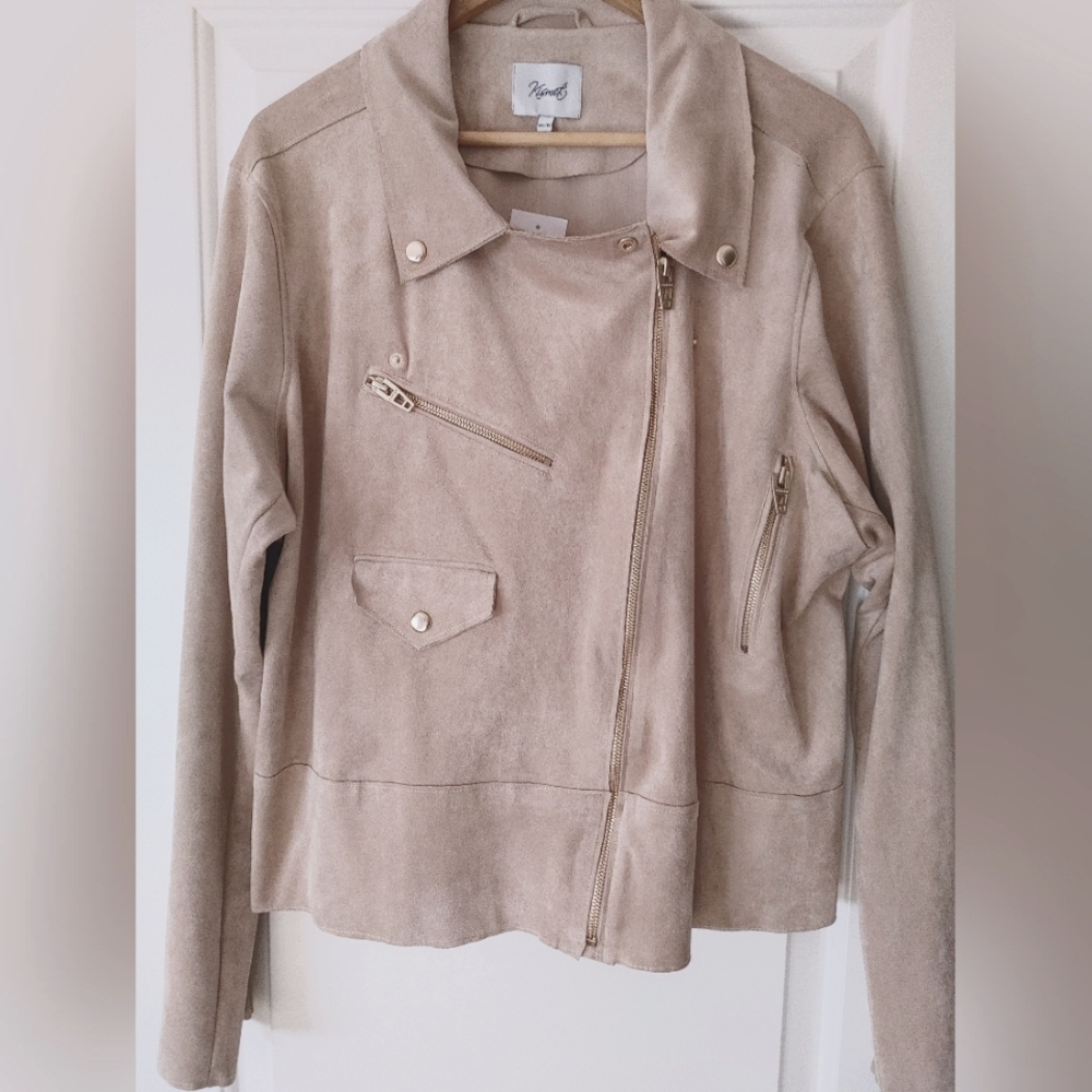 Kismet Tan/Gold Suede Moto Jacket ~ Size XXL